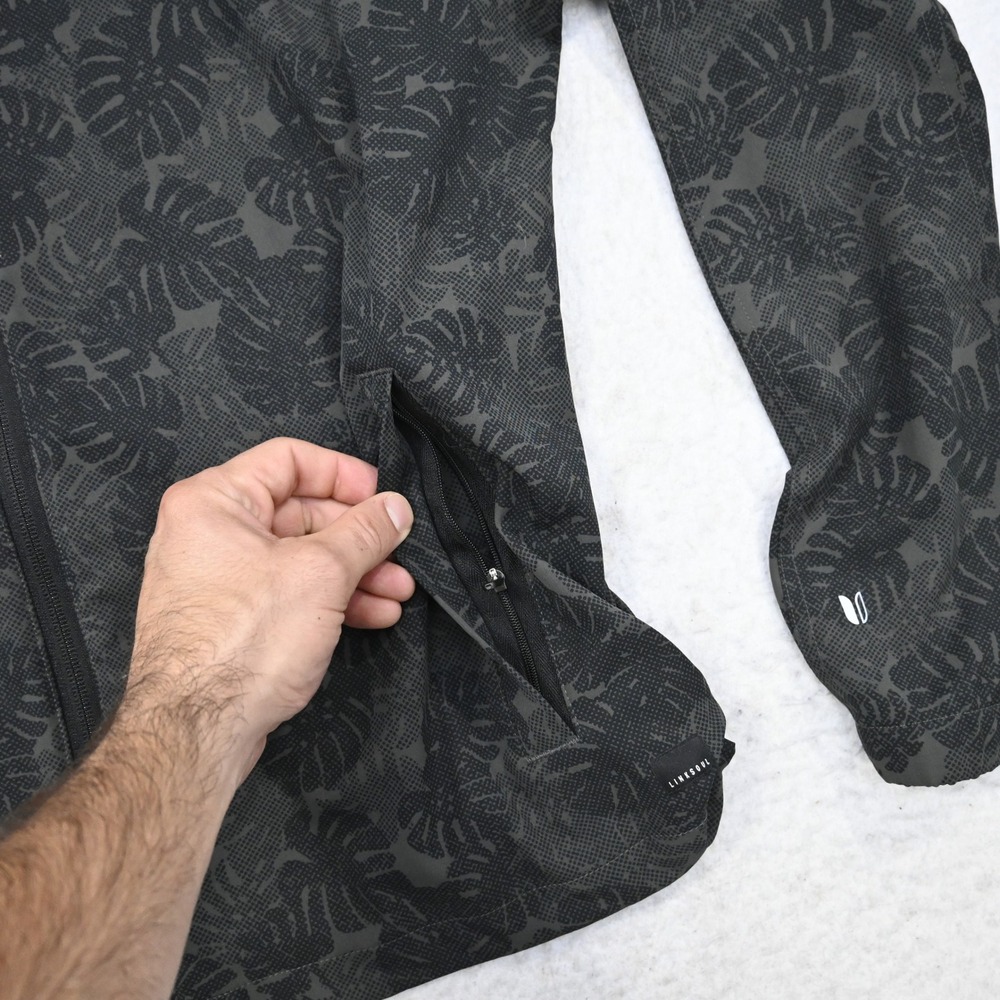 Bandon Dunes Linksoul Full Zip Hoodie Mens Medium Gray Golf Leaf Print Coconut - Picture 9 of 14